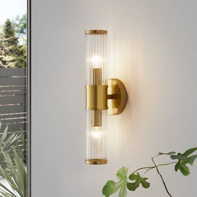 Morden Wall Sconce Gold Sconces Wall Lighting Bathroom Vanity Light Fixture with Glass Shade