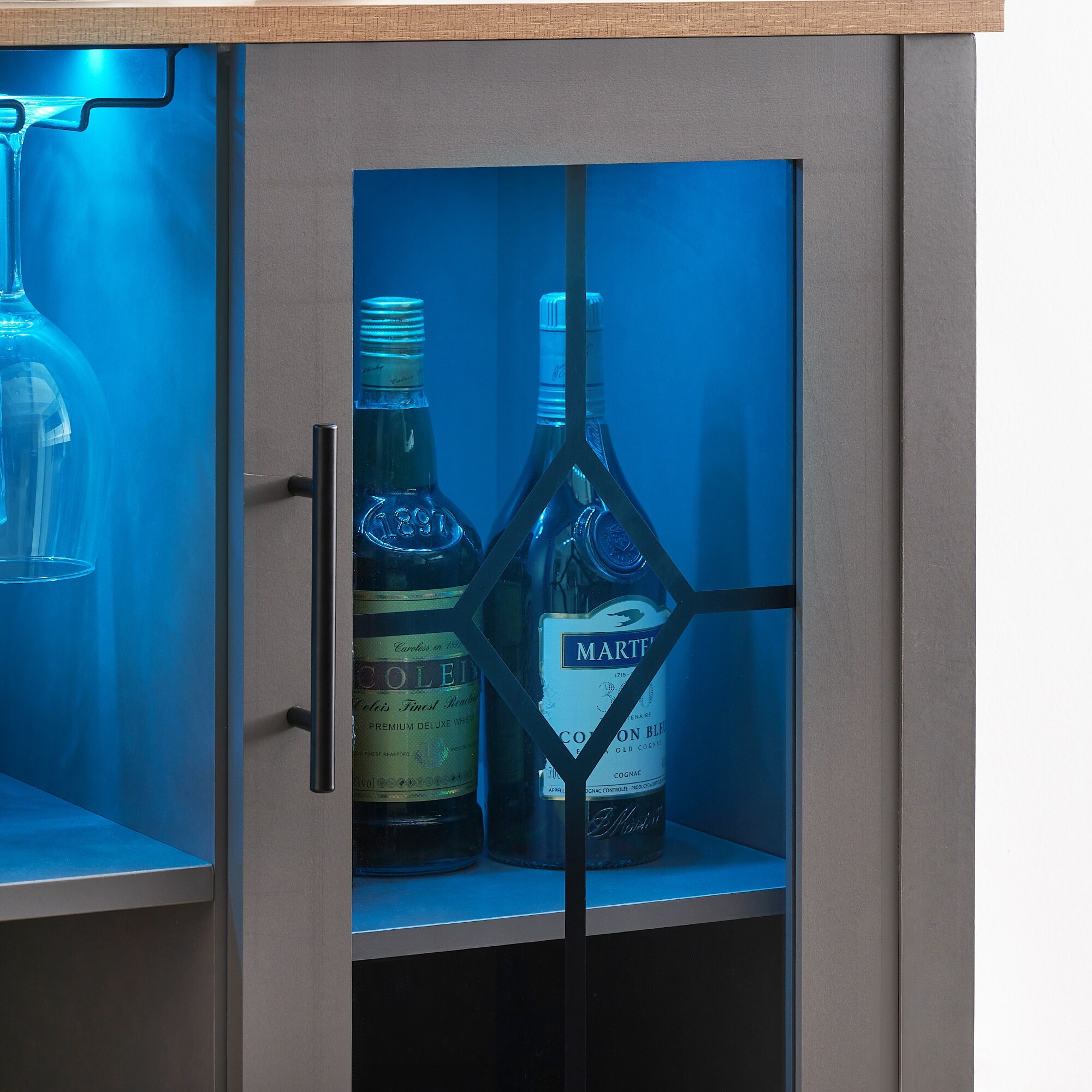 Wine Bar Cabinet with Led Light Wine and Glass Rack On Sale Bed Bath Beyond 39939986
