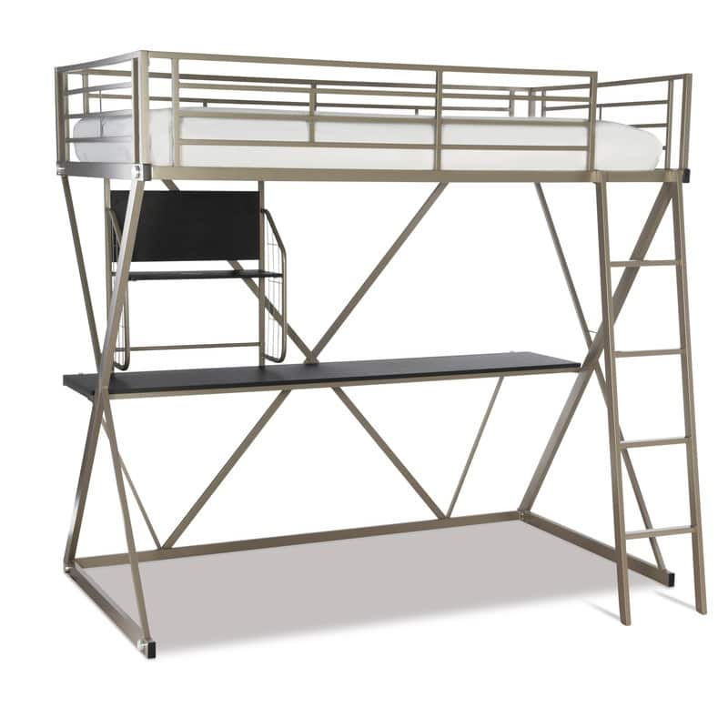 Linon Carlisle Pewter Twin Z Student Loft bed