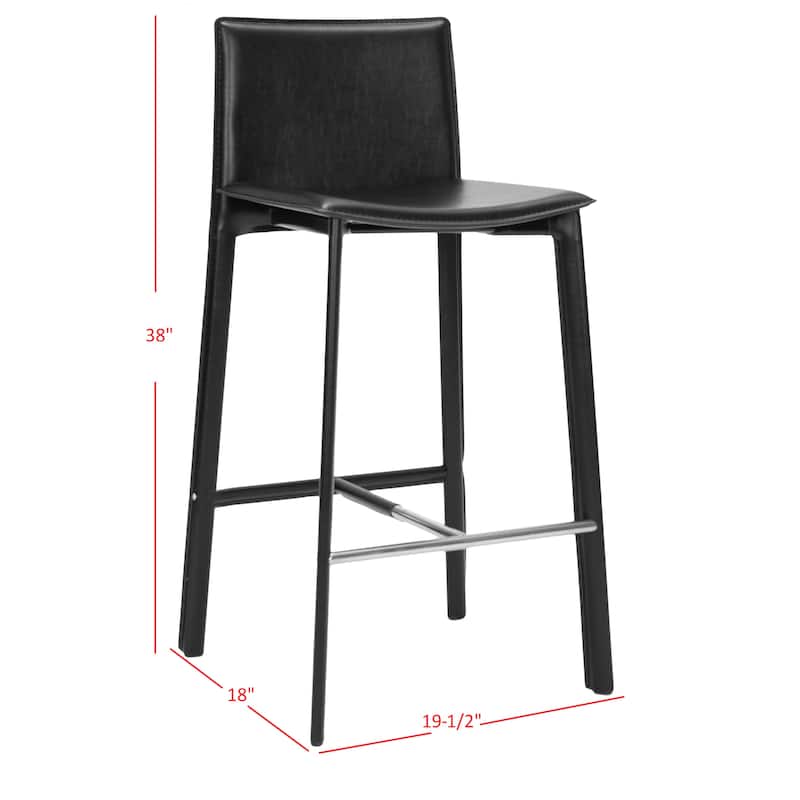 SAFAVIEH Marylou Faux Leather 29-inch Bar Stool (Set of 2) - 18.7" W x 19.7" L x 39.4" H - 19Wx20Dx39H