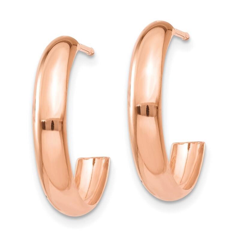 Curata 14k Rose Gold 16x3.5mm Half Hoop Post Earrings