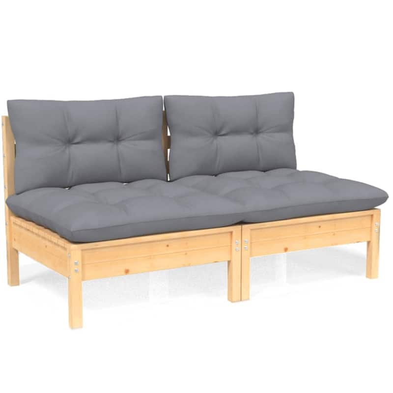 vidaXL Solid Wood Pine 2-Seater Patio Sofa with Cushions Seat Multi Colors - 25" x 25" x 24.6"