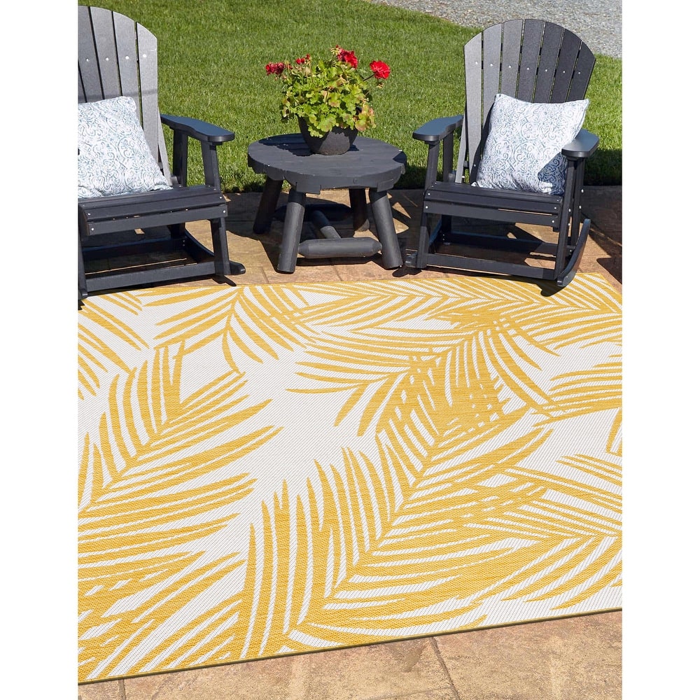 World Rug Gallery Contemporary Distressed Leaves Textured Flat Weave Indoor/Outdoor Area Rug