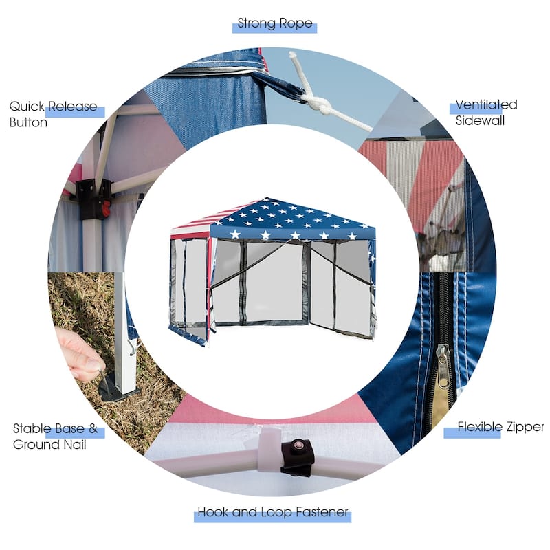 Costway 10'x10' Folding Pop Up Tent Gazebo Canopy Mesh Sidewall - See Details