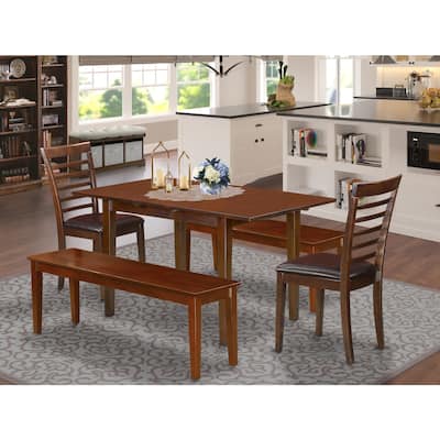 Dinette Set Table with Chairs - Art Nouveau Design - Extension Leaf Kitchen Table