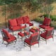 MAISON ARTS 6/7-Piece Patio Conversation Sets, Sofa Set with 2/4 x Single Chairs, 1 x 3-seater Sofa and Coffee Table/Ottomans - Set 6 - Red