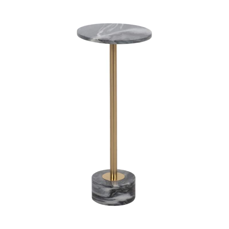Sagebrook Home Modern Metal and Marble Accent Table with Iron Base and Stone Details - 10" x 10" x 24" - Gray/gold
