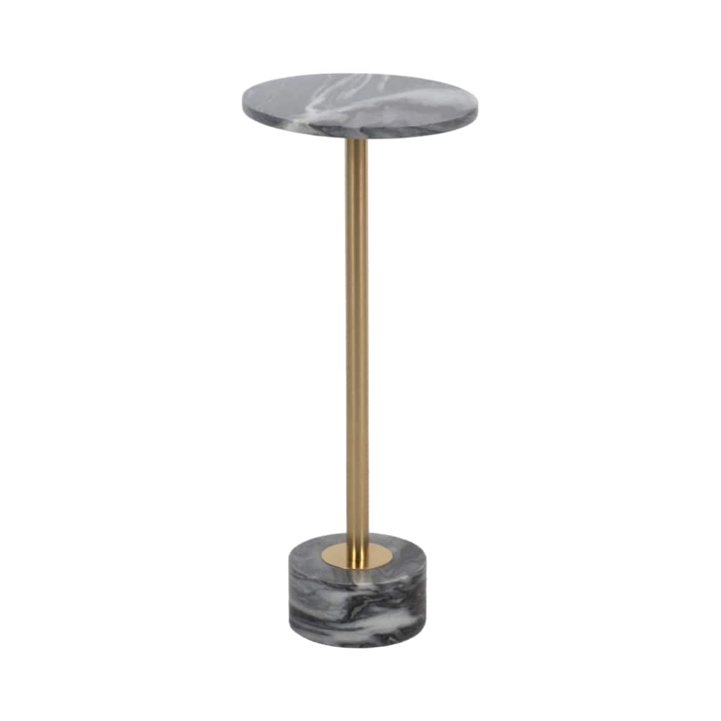 Sagebrook Home Modern Metal and Marble Accent Table with Iron Base and Stone Details - 10" x 10" x 24"