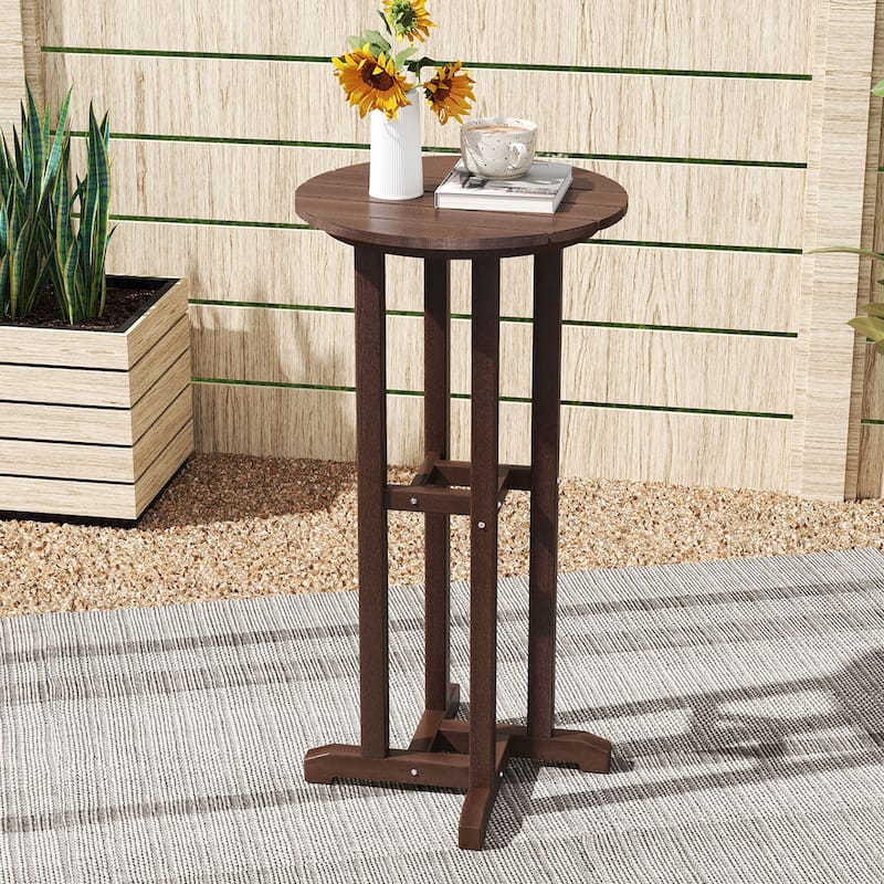 Gymax 21.5'' Round Bar Table Patio HDPE Bar Height Dining Table w/