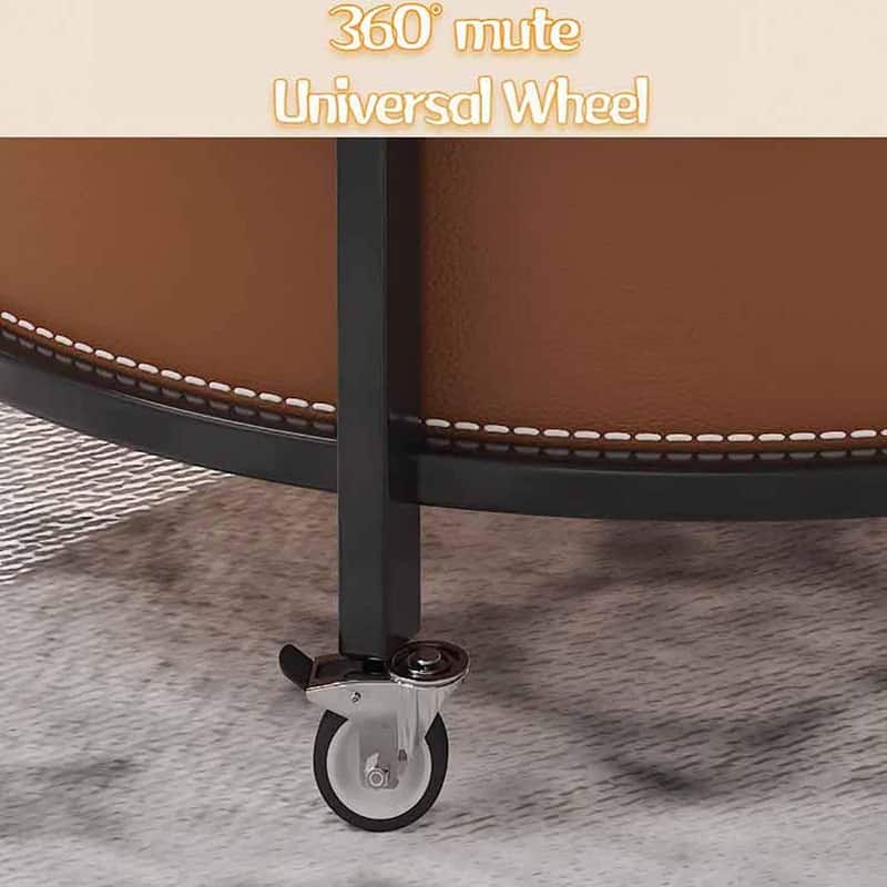 Movable Luxury Sofa Side Table Leather Trolley with Wheels Living Room Accent Table Small Coffee Table for Living Room,