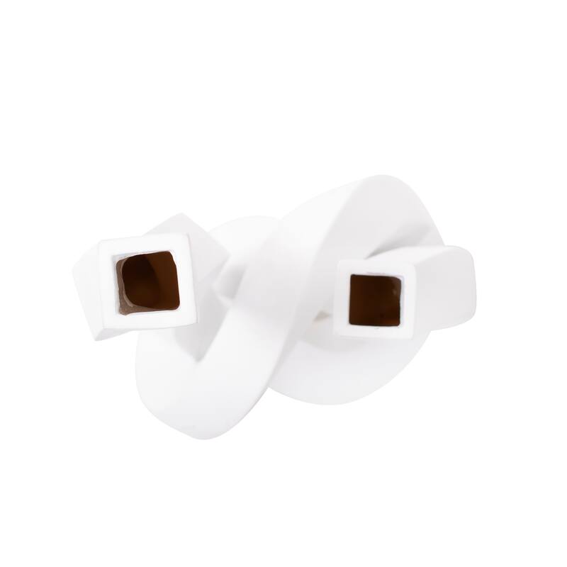 Allan Andrews Contemporary Abstract Matte White Twisted Candle Holder