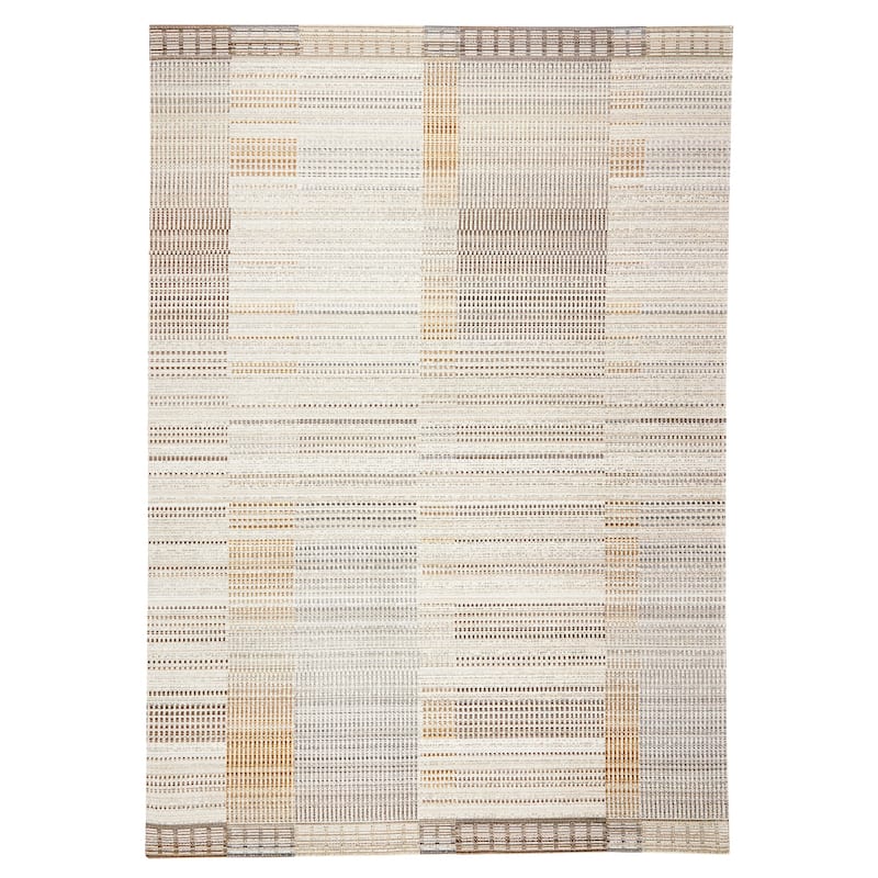 Terra by Obeetee Ava Grid Neutral Rug - Lavender/Ivory - 3'3" x 5'3"