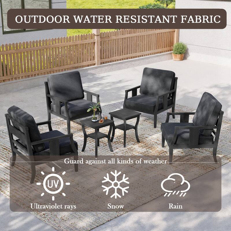 6-piece Outdoor Teak Seating Set Club Chairs with Cushions