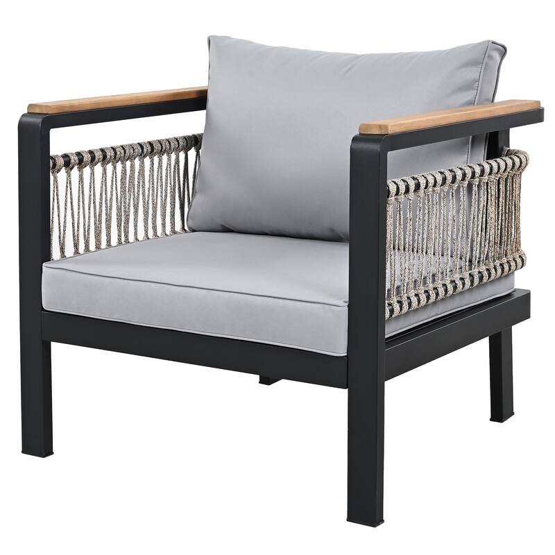 4 Pieces Outdoor Sectional Sofa Set Grey