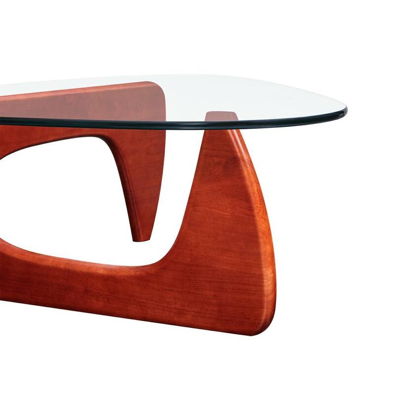 50"L Triangle coffee table Wood Base for living room
