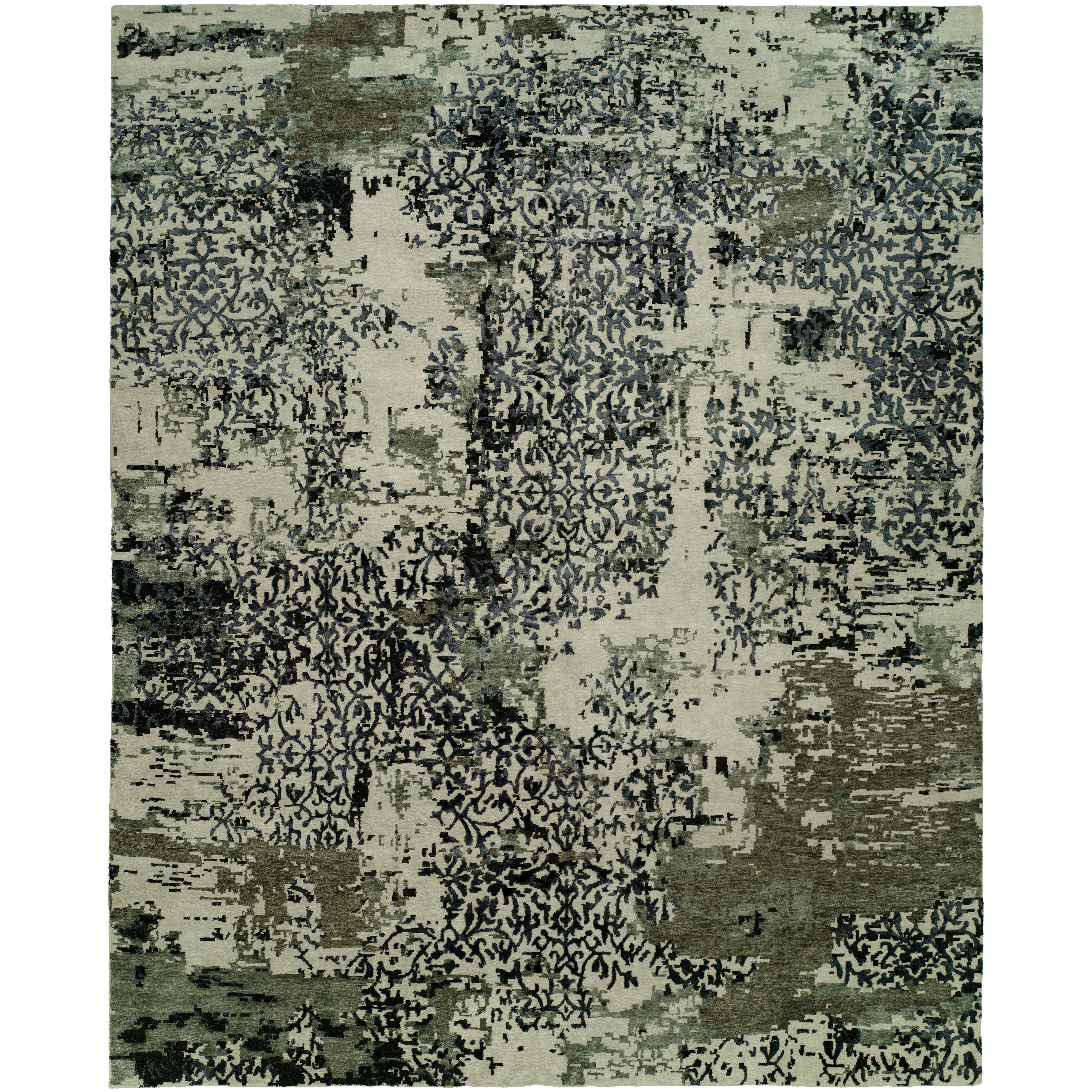 Modern Blue Hand-Knotted Wool & Viscose Area Rug