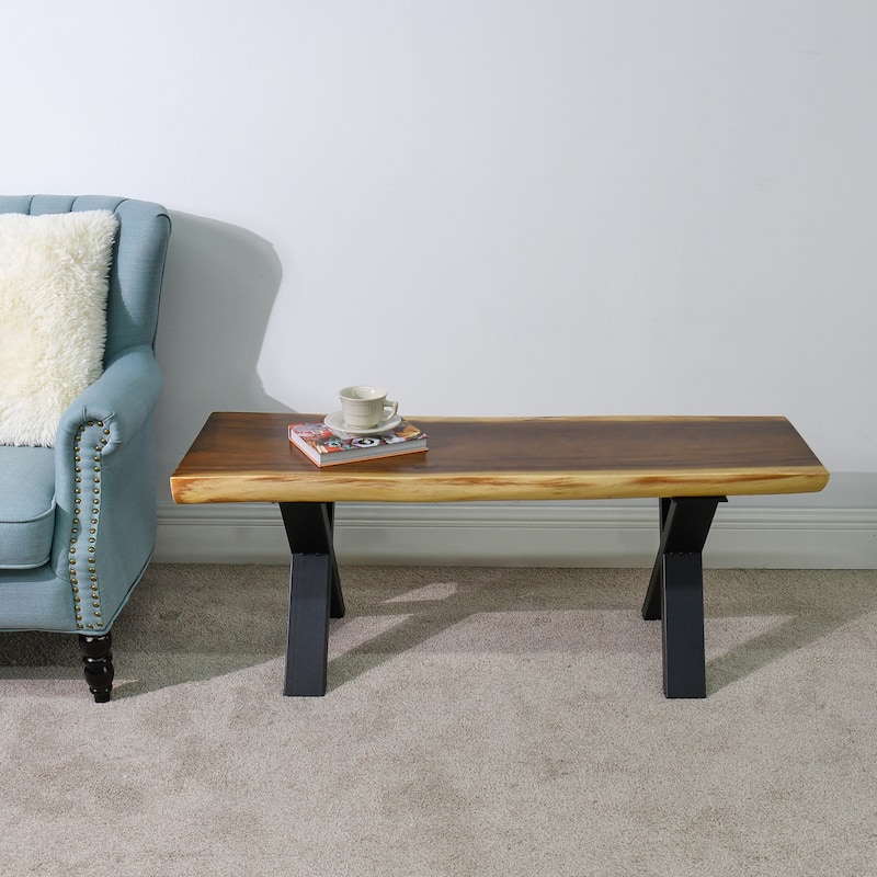 Natural Wood Rectangle Bench