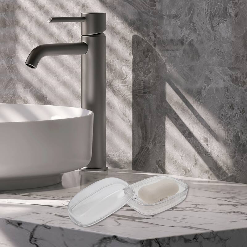 Waterproof with Cover Soap Dish for Bathroom 5.51"x4.13"x2.52" 1 Pcs - Clear