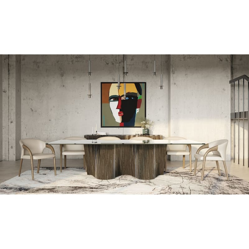 Modrest Wynetta Mid-Century Modern Grey Vegan Leather & Grey Ash Dining Chair