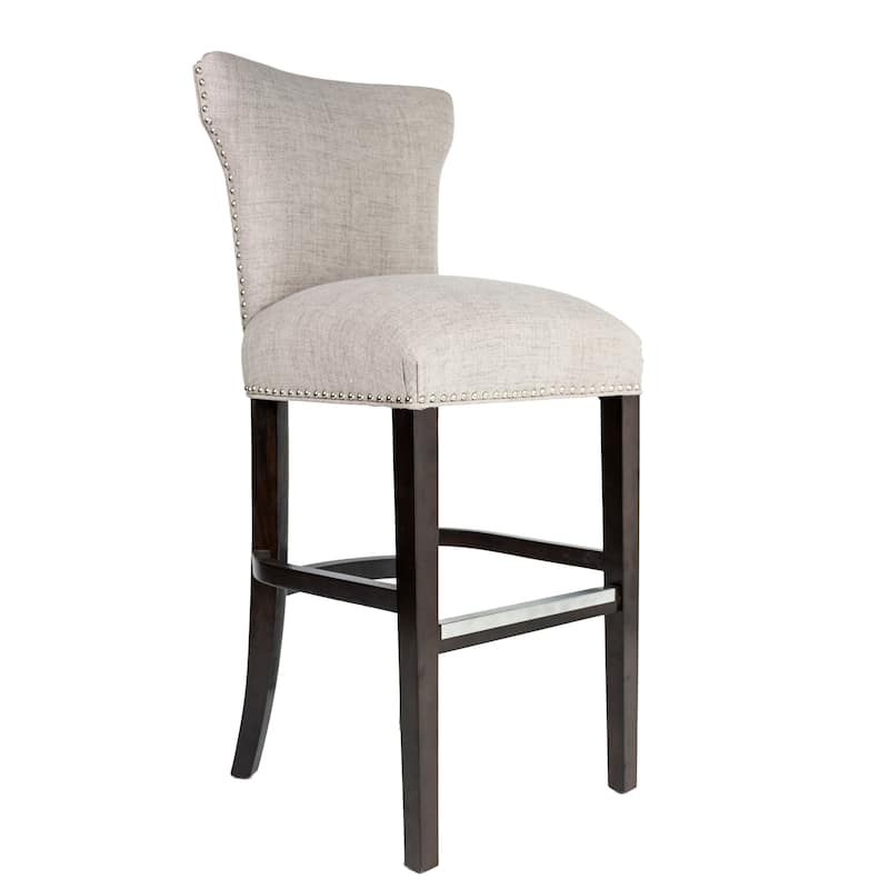 Bella 30 inch Contemporary Beige Taupe Nailhead Barstool