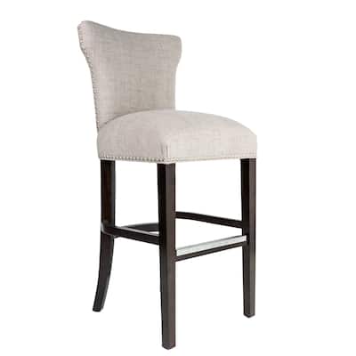 Bella 30 inch Contemporary Beige Taupe Nailhead Barstool