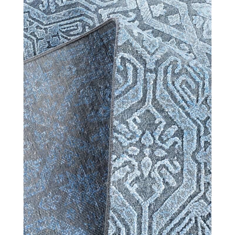 Ikat One-of-a-Kind Hand-Knotted Area Rug - Gray, 7' 10" x 9' 10" - 7' 10" x 9' 10"