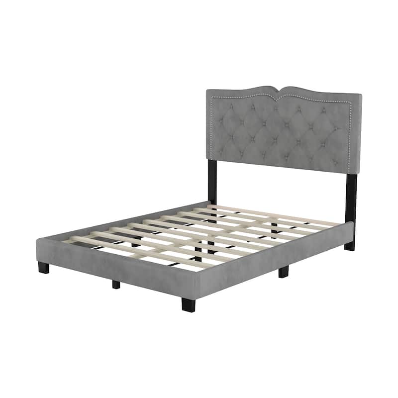 Elegant Design Upholstered Platform Bed Frame with Headboard
