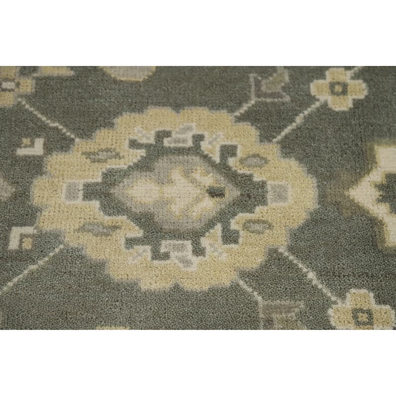 Green Oushak Indian Area Rug Hand-Knotted Wool Carpet - 8'10" x 11'10"