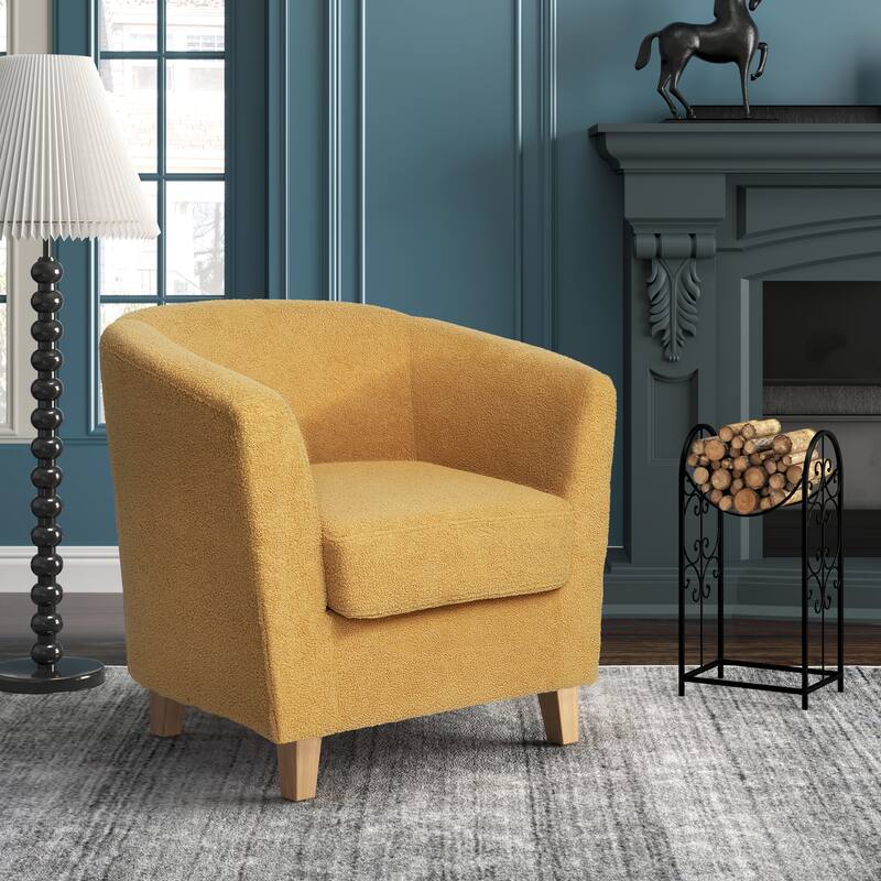Modern 30.5" Upholstered Club Chair with Birch Wood Legs and Thick Seat Cushions