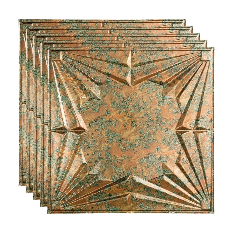 Fasade Art Deco Decorative Vinyl 2ft x 2ft Lay In Ceiling Tile in Copper Fantasy (5 Pack) - 5 Pack