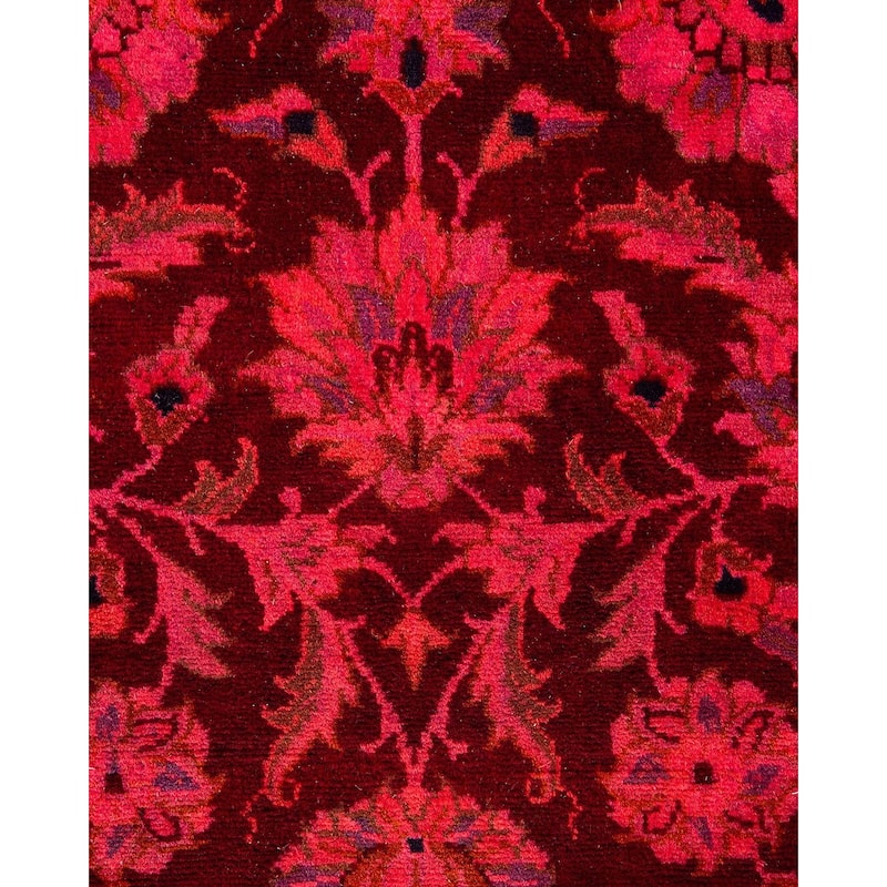 Overton Hand Knotted Wool Vintage Inspired Modern Contemporary Overdyed Pink Runner Rug - 2' 6" x 12' 3"