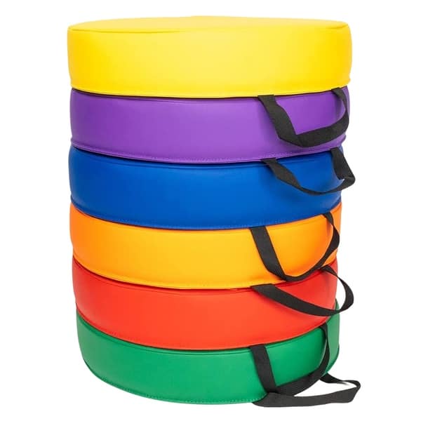 slide 2 of 6, Bintiva Color Coded Vinyl Floor Cushions, Round, Set of 6 Assorted