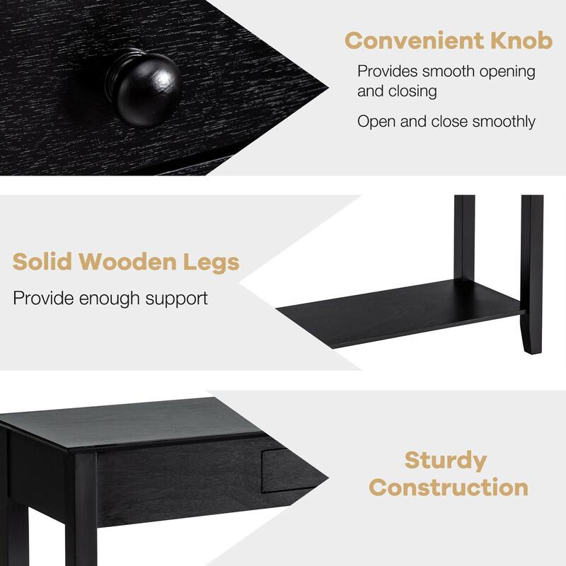 Gymax Console Table with Drawer Shelf 2 Tier Sofa Side Accent Table - 48'' x 15'' x 30''