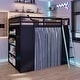 preview thumbnail 53 of 64, Wood Full Size Loft Bed with Blackout Curtains and RGB Lights, Gaming Loft Bed with Desk & Shelves