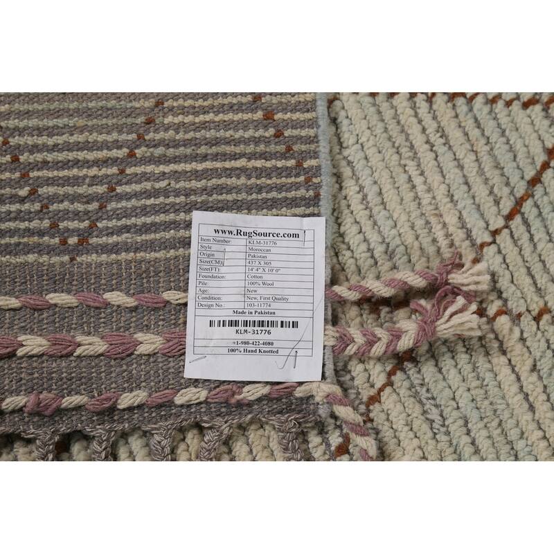 All-Over Trellis Moroccan Modern Large Area Rug Handmade Wool Carpet - 10'0"x 14'4"