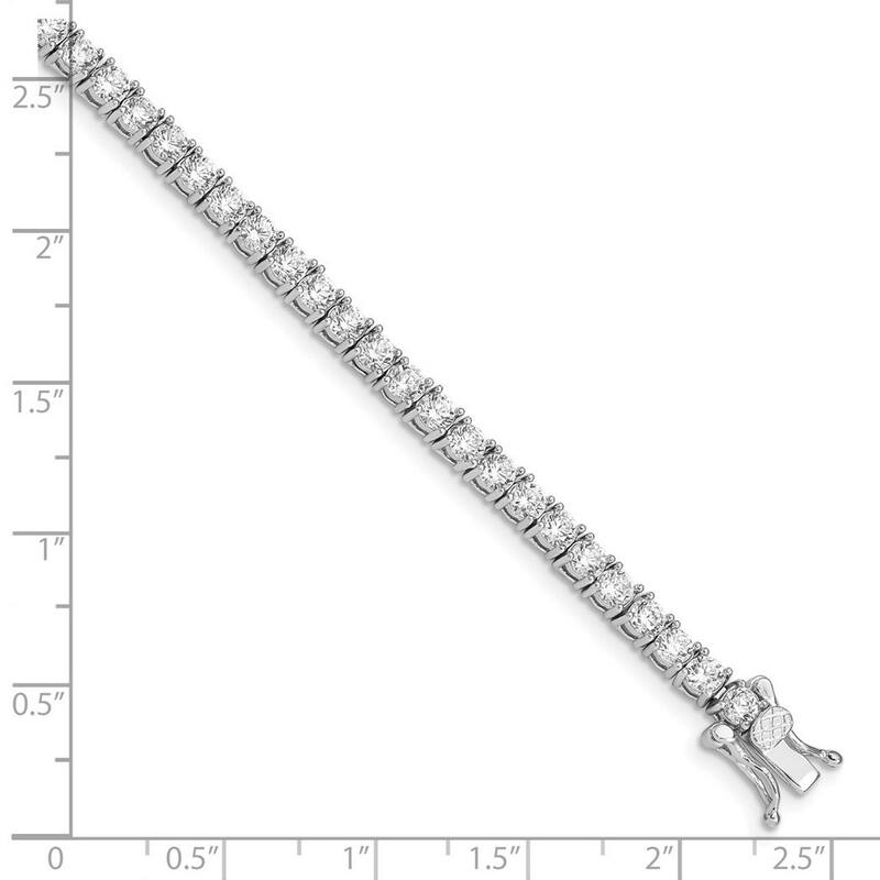 Curata 925 Sterling Silver Solid Polished Open back Reversible Safety clasp Box Catch Closure CZ Cubic Zirconia Simulated