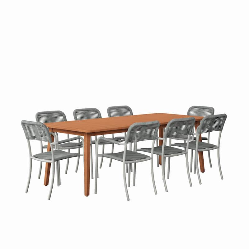 Amazonia Champer 9pc Outdoor Patio Dining Set - Grey Chairs