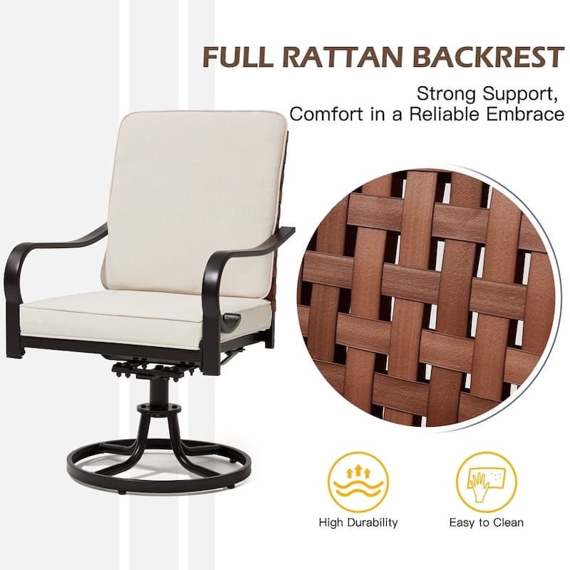 Outdoor Swivel Rocker Chairs Set of 2, Heavy-Duty 360° Swivel Patio Chairs with Cushions, All-Weather Steel Frame for Garden