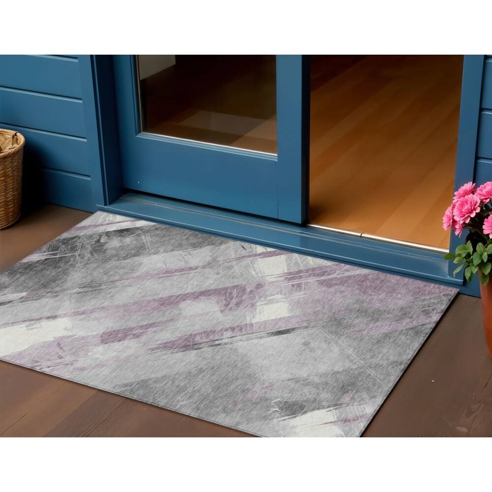 HomeRoots Striped Transitional Rectangle Outdoor Rug