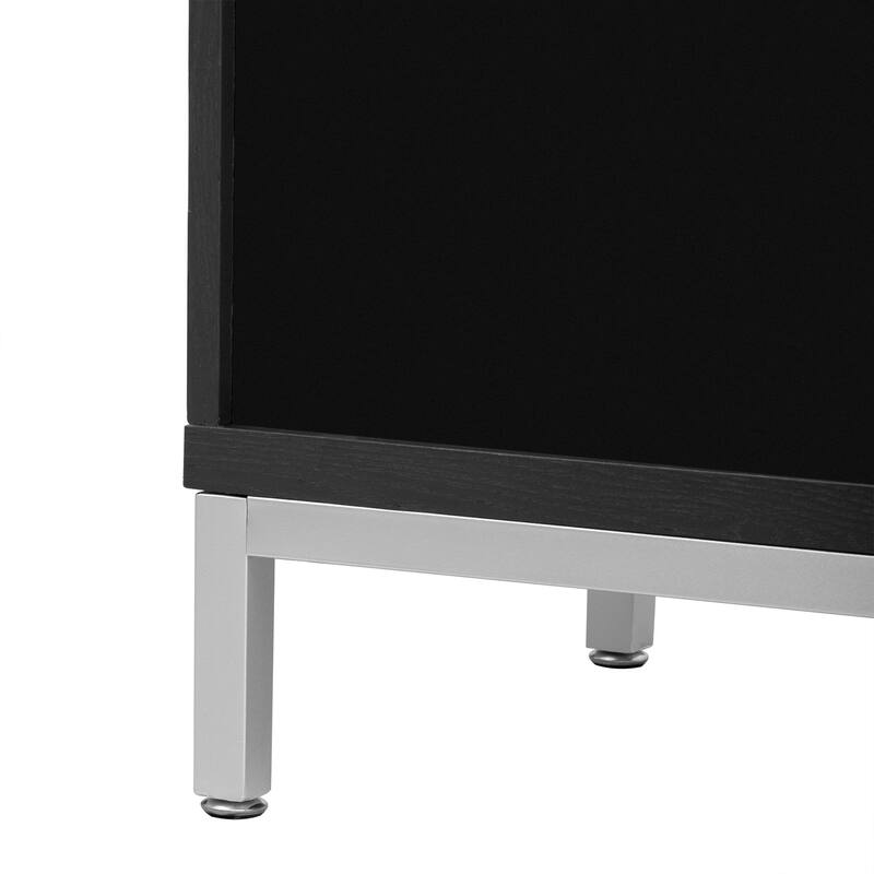 Modern Storage Cabinet with Adjustable Wooden Shelves and Metal Leg Frame for Living Room, Entryway, Dining Room