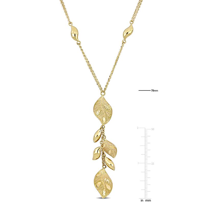 Miadora 18k Yellow Gold Leaf Drop Lariat Necklace