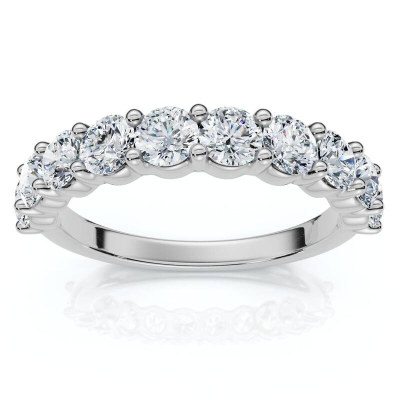 Bliss Diamond 1ct TW Half Eternity Round Diamond Wedding Band Gold or Platinum Lab Grown