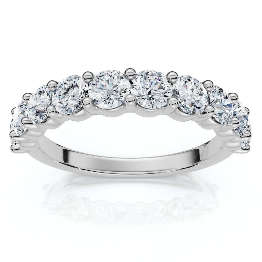 Bliss Diamond 1ct TW Half Eternity Round Diamond Wedding Band Gold or Platinum Lab Grown