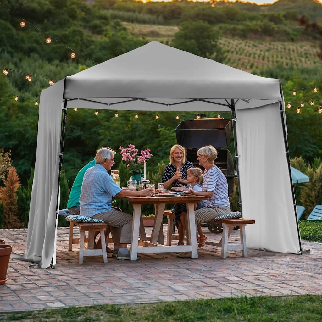 8×8ft Pop-up Outdoor Canopy Tent with 1 Wheeled Bag, Patio Shade Canopy with 2 Expandable Sidewalls