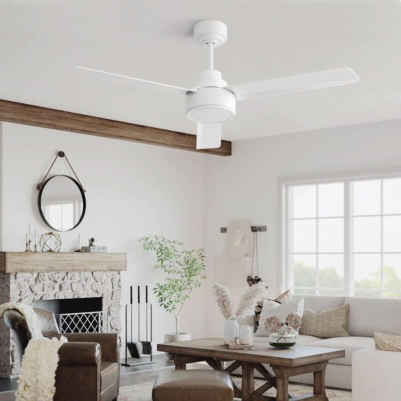 52" Ceiling Fan Without Light, 3 ABS Blades Farmhouse Ceiling Fan with Remote Control 6-speed Reversible DC Motor