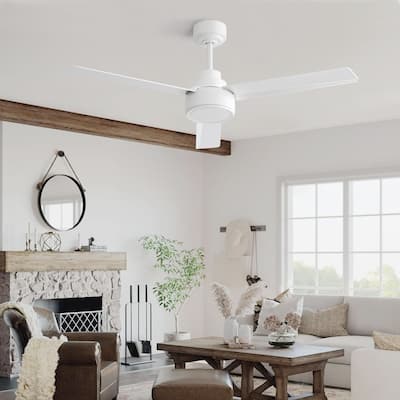 52" Ceiling Fan Without Light, 3 ABS Blades Farmhouse Ceiling Fan with Remote Control - White