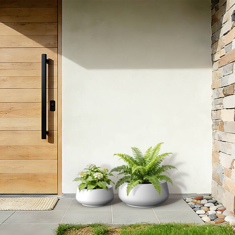 Upgraded Interior Concrete Curvy Round Planter