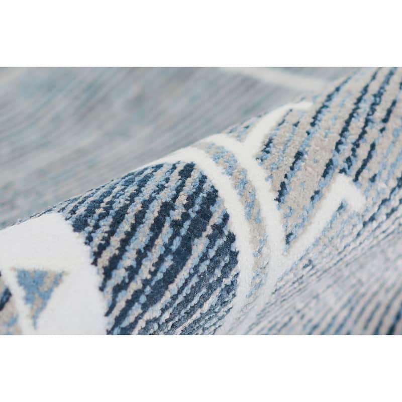 Momeni Rabat Geometric Polyester Blue Area Rug