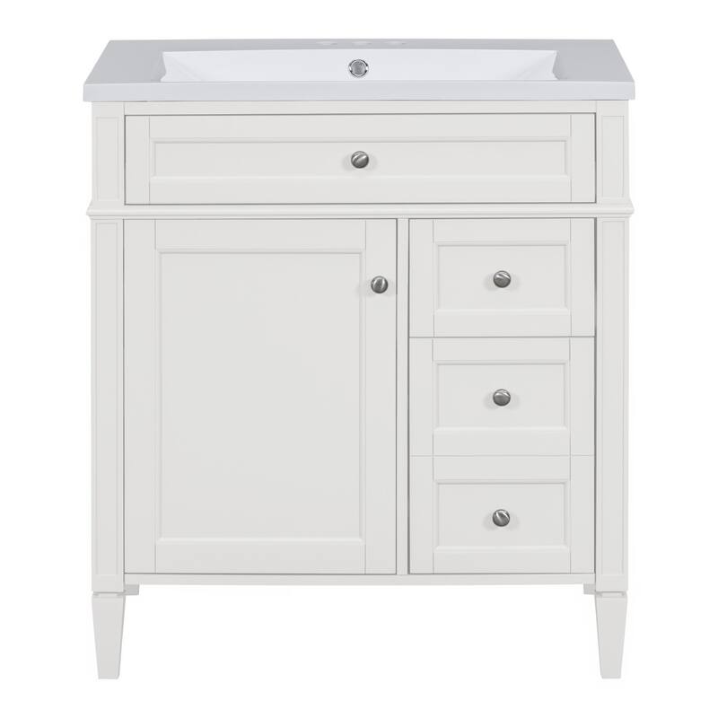 30"Wall Mounted Bathroom Vanity with Resin Sink - White