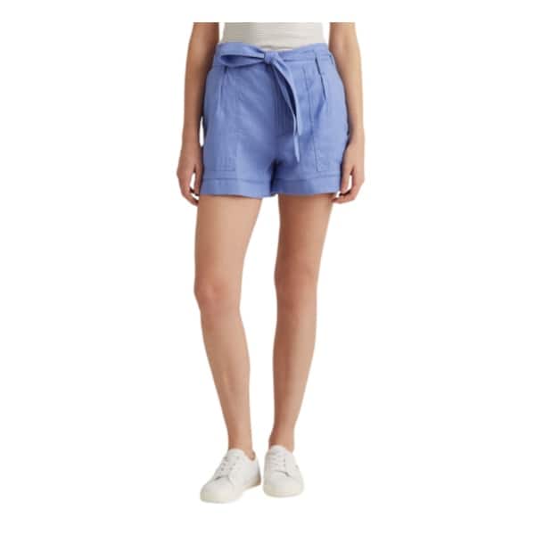 Ralph Lauren Women's Zippered Pocketed Tie Belt Shorts Shorts Blue Size ...